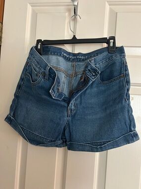 American Eagle Outfitters Dark Blue Rolled-Hem Jean Shorts